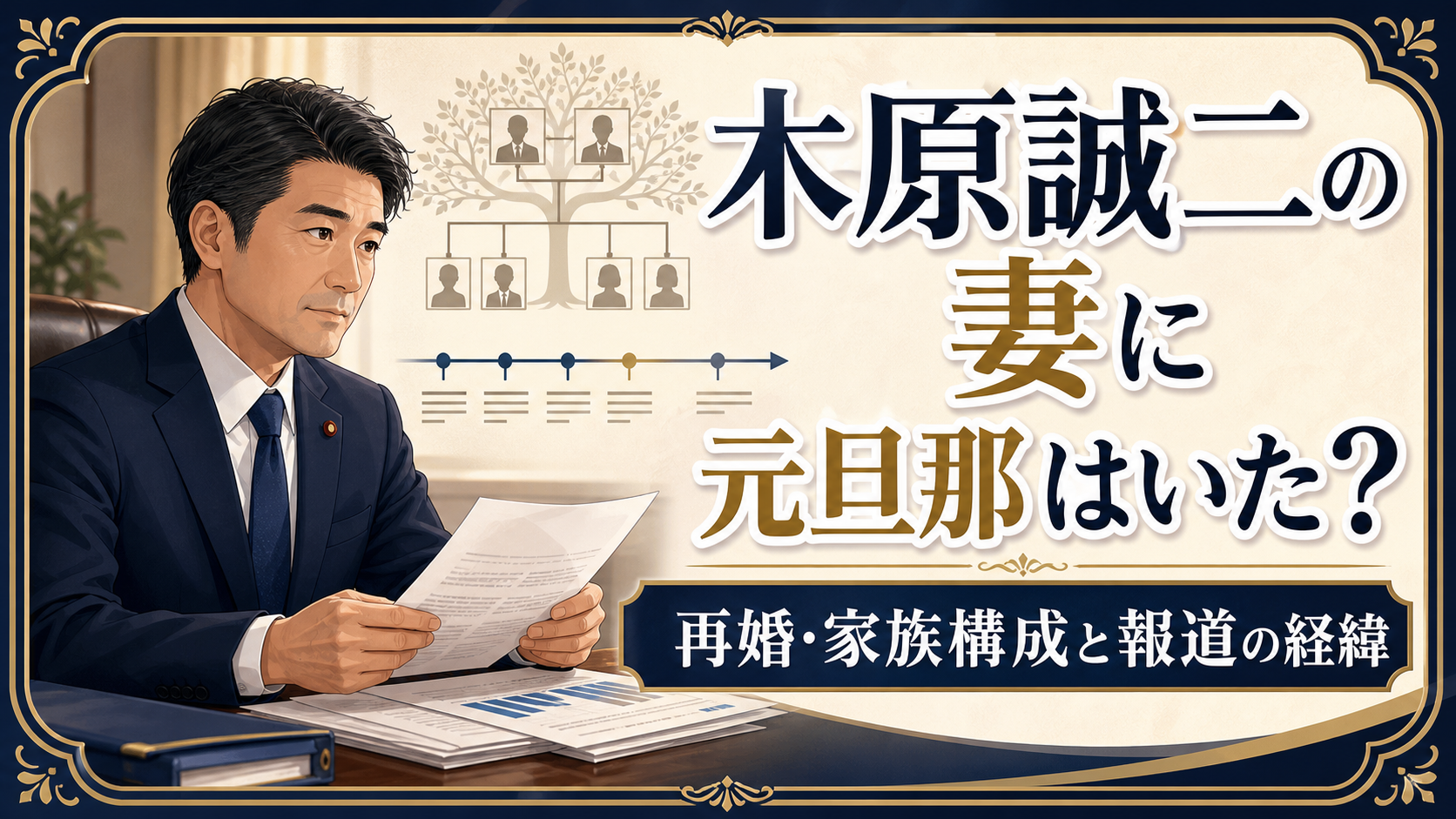 木原誠二の妻の元旦那と再婚・家族構成・報道の経緯を整理したイメージ