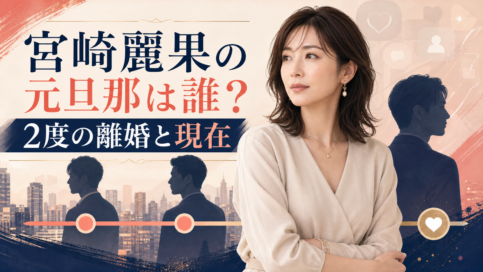 宮崎麗果の元旦那と黒木啓司との現在を解説するアイキャッチイラスト